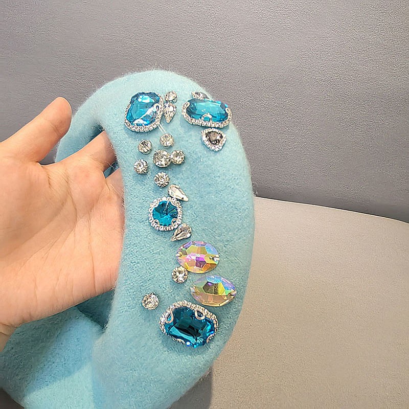 Beret French Wool - Impresionante boina de lana con diamantes