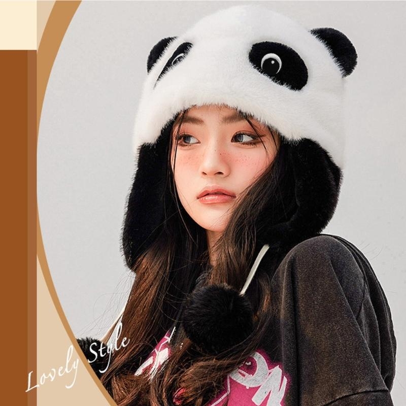 Trapper Hat Ear Flap - Gorro con orejas panda, gorro con