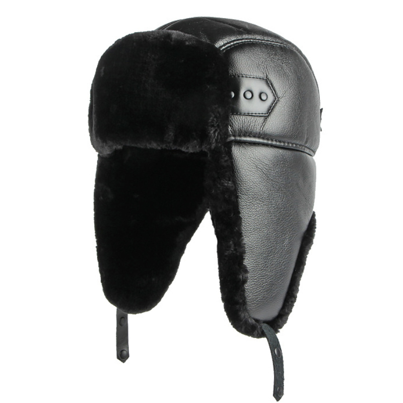 Winter Trapper Hat - HT4002-Sombrero ruso de cuero PU para
