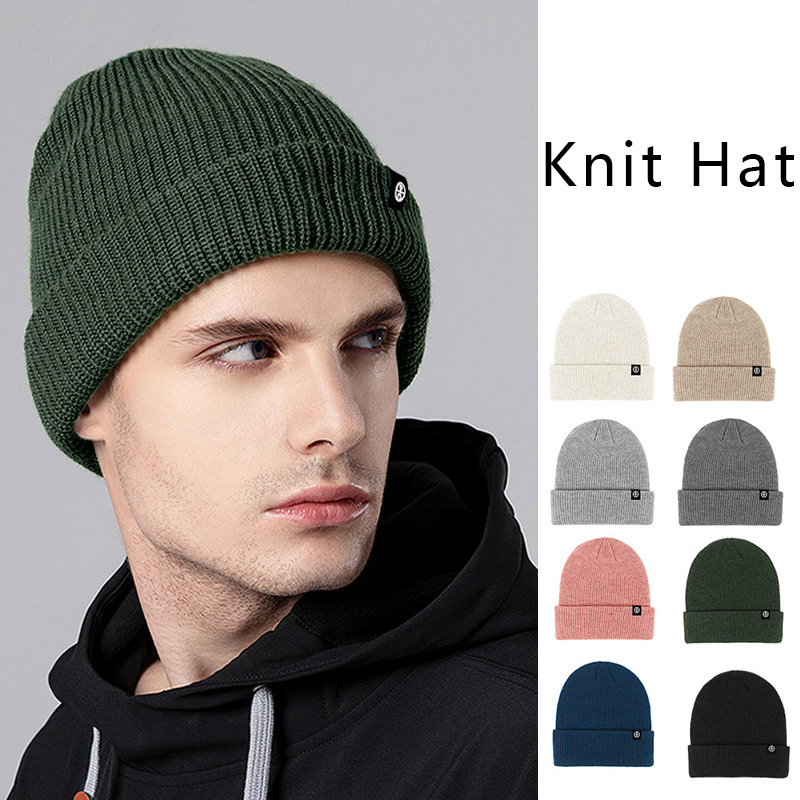 Beanie Cuffed Knit - Gorro de Punto Sólido para Hombre