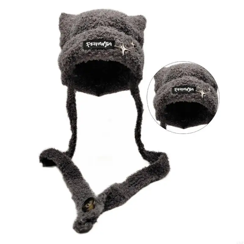 Winter Trapper Hat - L93F Gorro tejido a mano para