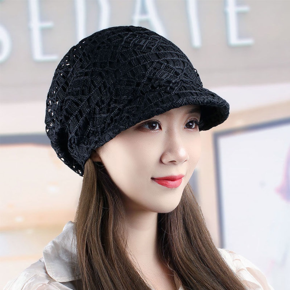 Baseball Cap Structured - Gorro de punto calado con flores,